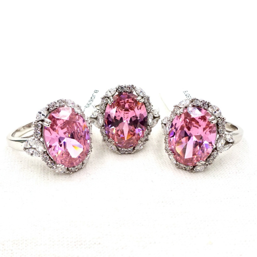 BELLA LUCE PINK CZ STERLING SILVER RING - Picture 2 of 10